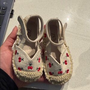 Zara Kids Cream and Red Cherry Sandals